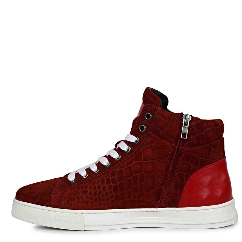 Croco Embossed Leather Sneakers For Men