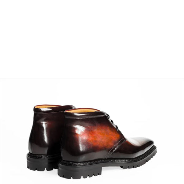 Men Handpainted Solid Leather Chukkas Tan Boot