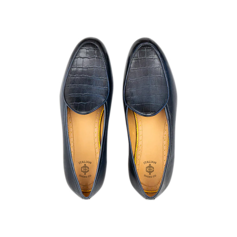 Men Leather Croco Apron Loafers