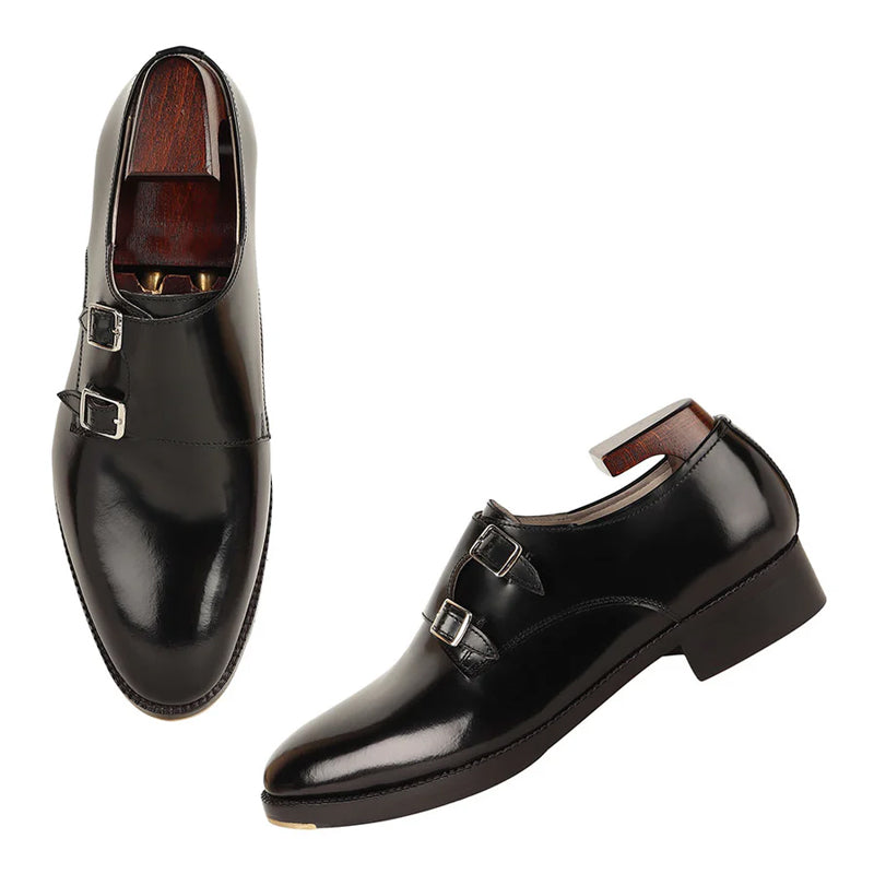 Classic Leather Formal Double Monk Straps Shoes