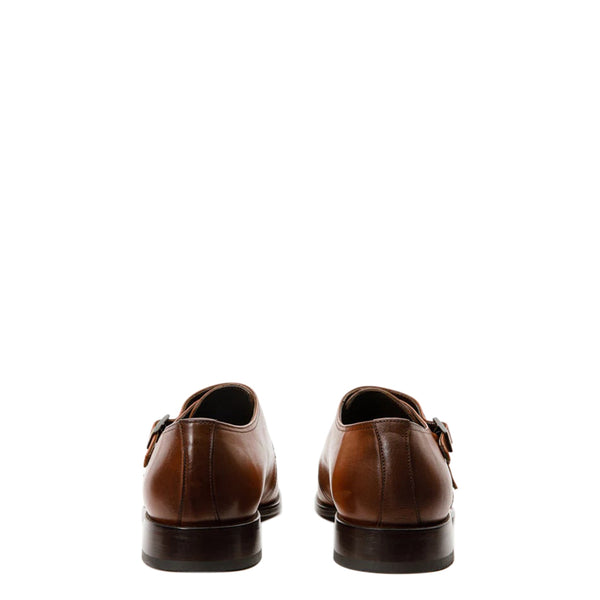 Leather Cap Toe Double Monk Strap Men Shoe