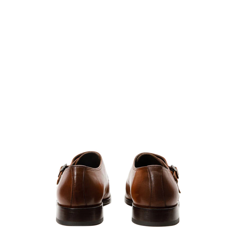Leather Cap Toe Double Monk Strap Men Shoe