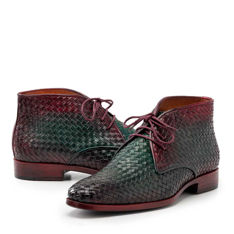 Handmade Woven Leather Chukkas Boots For Men