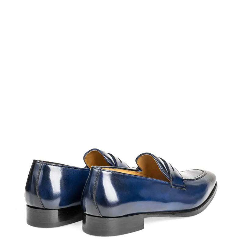 Classic Penny Shiny Leather Blue Loafer