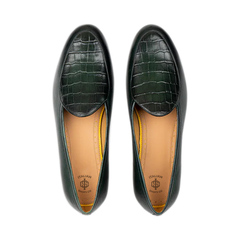 Croco Solid Leather Formal Brown Loafer