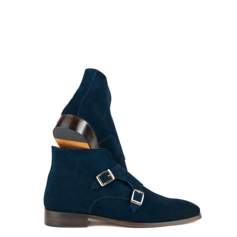 Luxury Suede Leather Double Buckle Ankle Boot