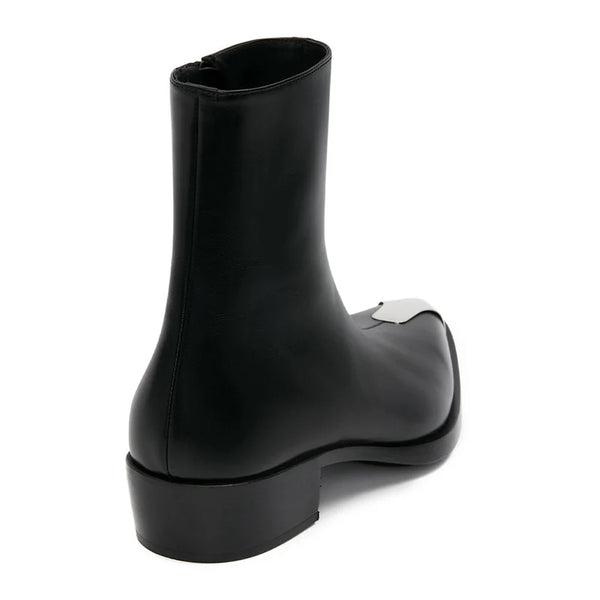 Punk Leather Boots Silver Toe