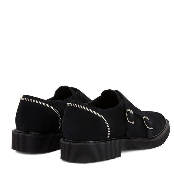 Monk Steep zip trimmed Suede Monk Strap Shoe
