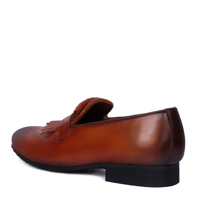 Patent Leather Slip-On Loafers With Fringes