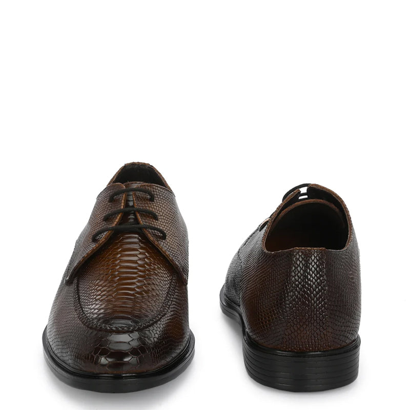 Men Textured Leather Formal Derby Shoes