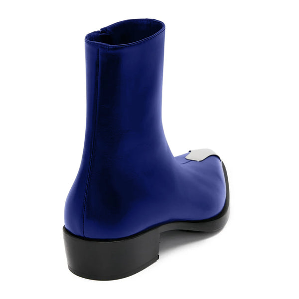 Punk Leather Boots Silver Toe