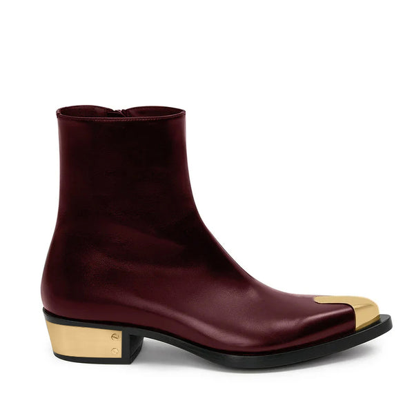 Punk Leather Boots Golden Toe Shoe