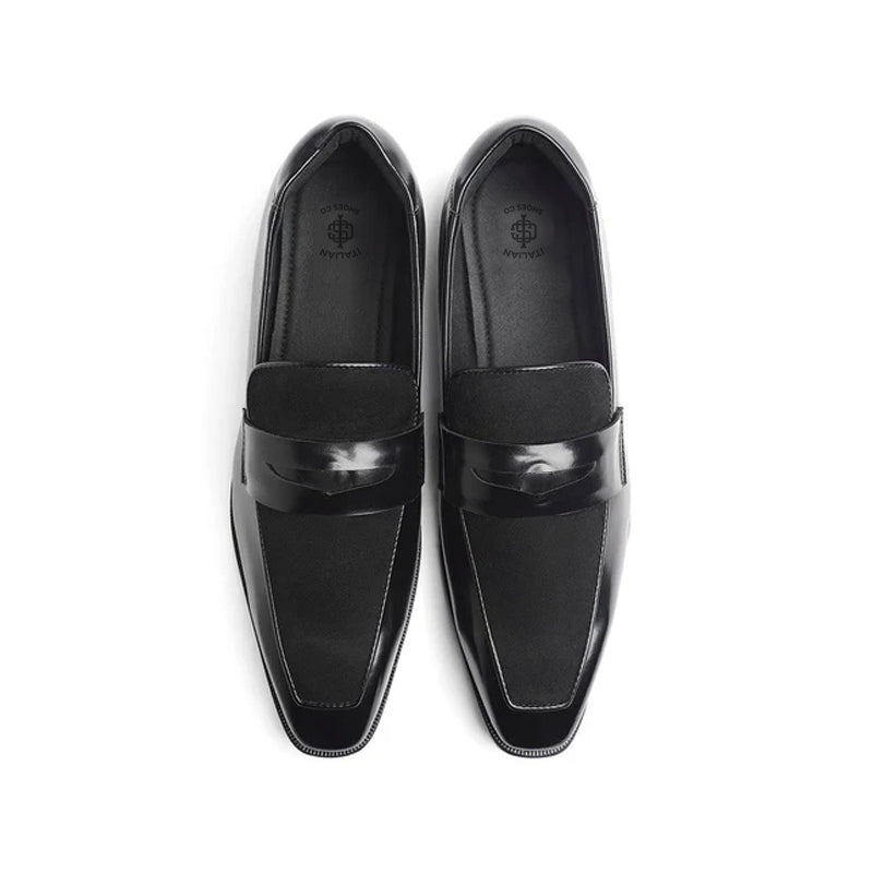 Black Penny Slip On Leather Formal Loafer