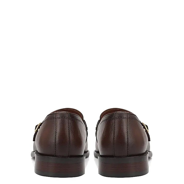 Polished Leather Textured Formal Double Monk Shoe