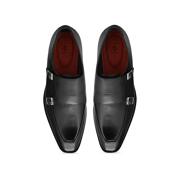 Plain Polished Leather Double Monk Shoe Tan