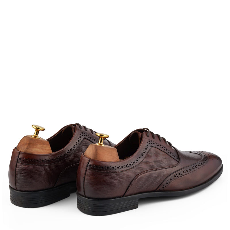 Wingtip Handmade Solid Leather Oxford Shoe Black