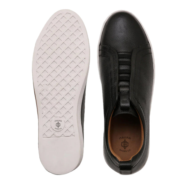 Men Textured Leather Slip On Sneakers