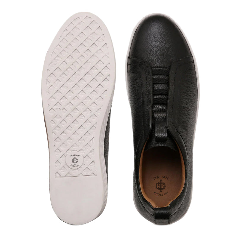 Men Textured Leather Slip On Sneakers
