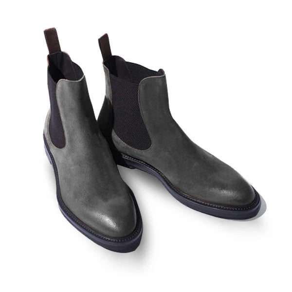 Classic Chelsea Gray Coloured Suede Leather Boots