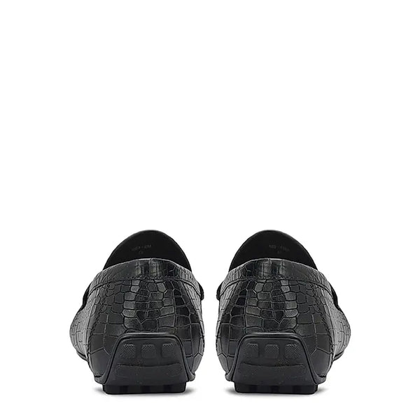 Croco Textured Leather Moccasins Driving Loafer