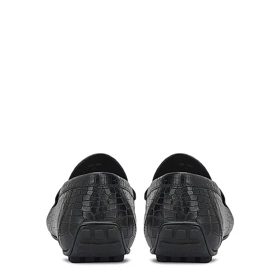 Croco Textured Leather Moccasins Driving Loafer
