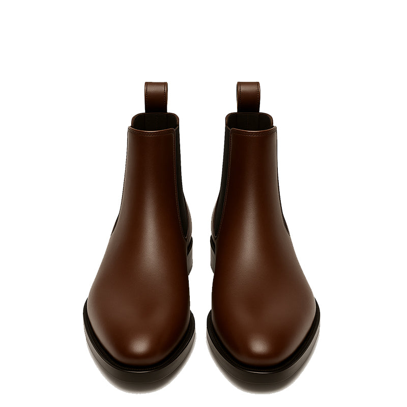 Mens Round Toe Block Heeled Chelsea Boots