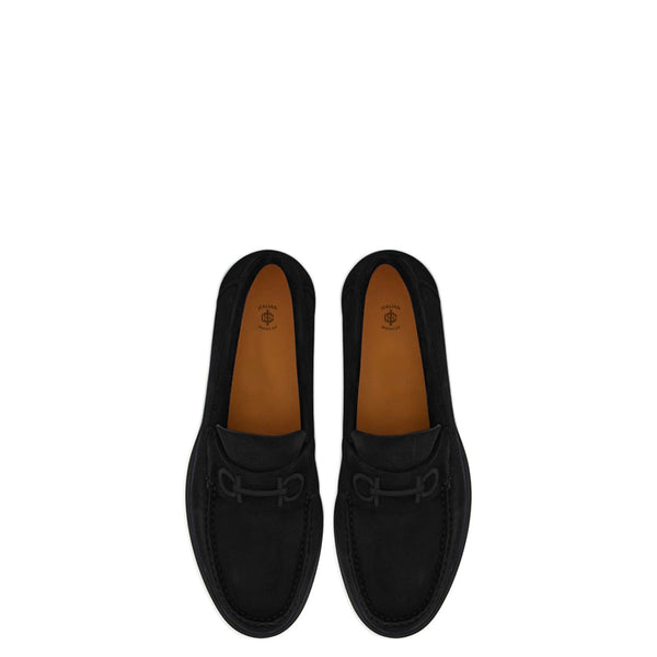 Fort Ricamo Suede Loafers for Men - Black