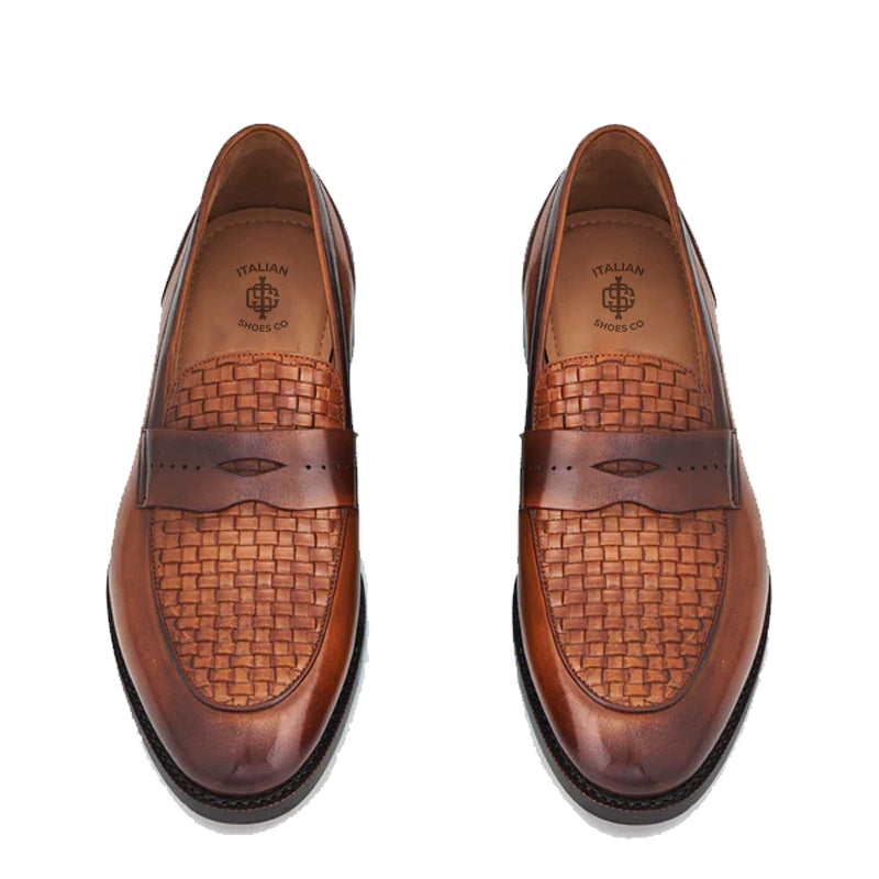 Leather Brown Stacked Loafer for Man