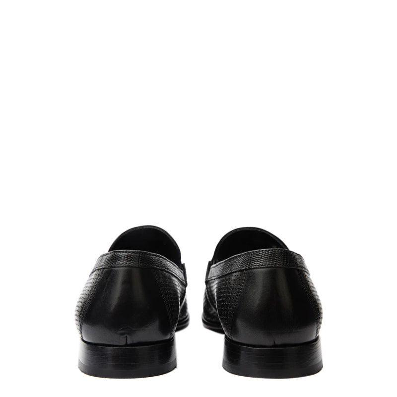 Cavarra Black Leather Loafer Men Shoes