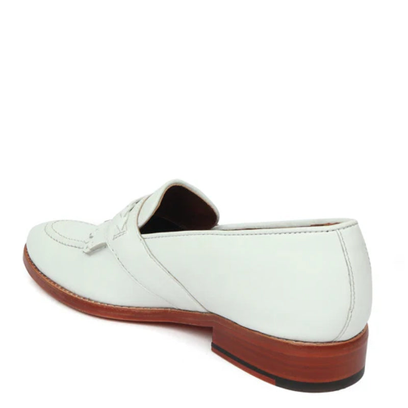 Patent Shiny Leather Black Loafer With Fringe