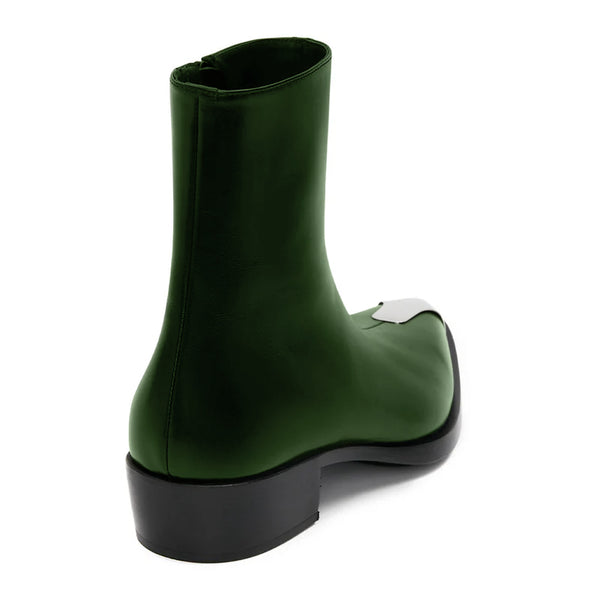Punk Leather Boots Silver Toe