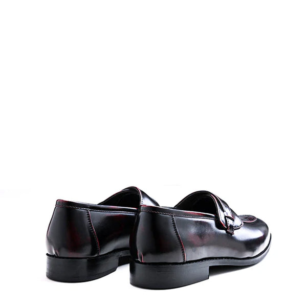 Men Classic Patent Shiny Leather Burgundy Loafer
