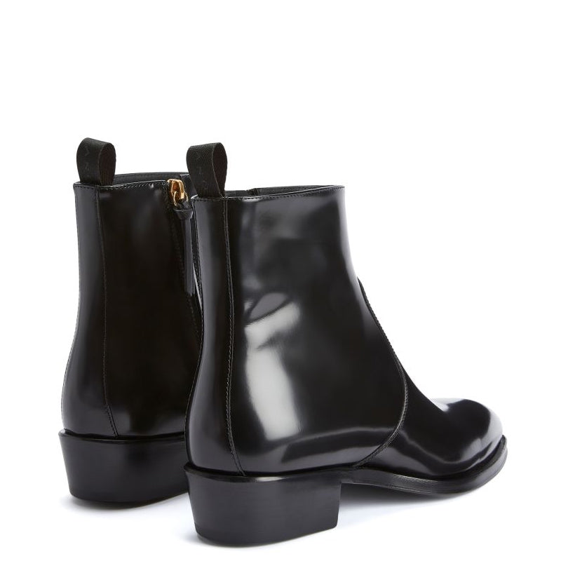 Patent Leather Cuban Side Zip Ankle Boots