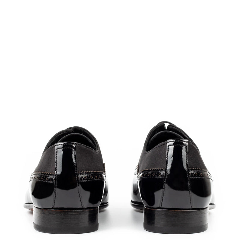 Men Patent Shiny Leather Handmade Oxford Shoe Black