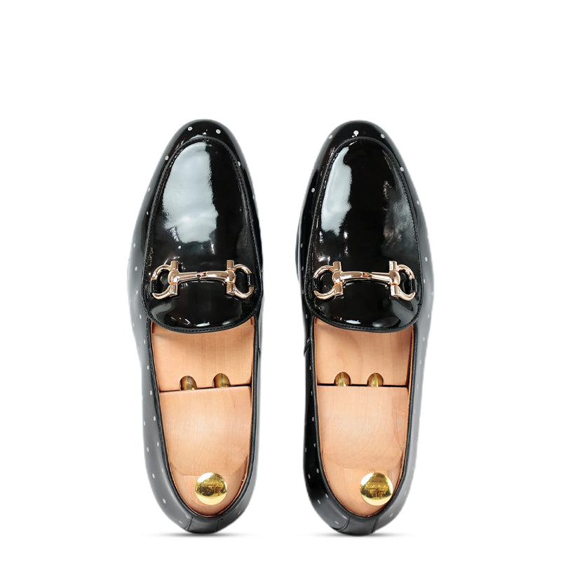 Mikey Patent Black Slip on Shoes