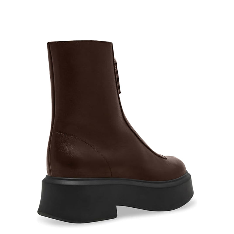 Premium Row Zipped Front Leather Blue Ankle Boot