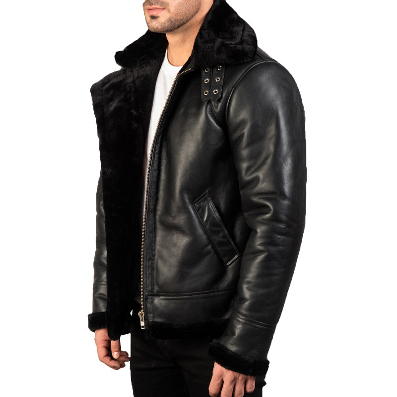 Francis B-3 Leather Bomber Jacket For Men