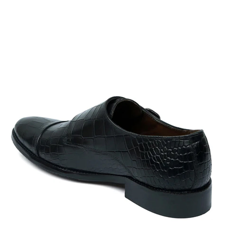 Men Croco Leather Double Monk Shoes