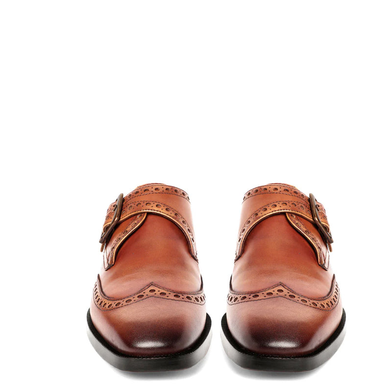 Leather Single Monk Strap Shoes For Men