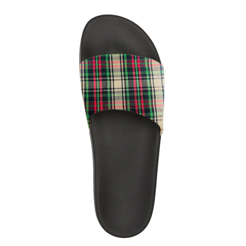 Men's Checked Pattern Grid Slides