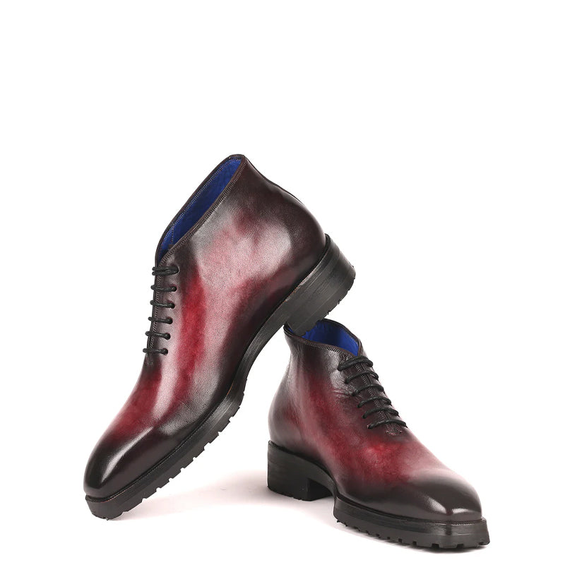 Men Custom Handmade Leather Ankle Boot Burgundy