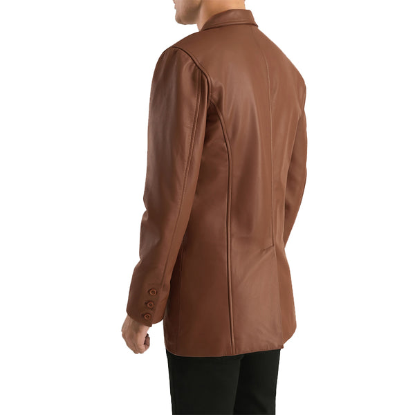 Voxen Leather Blazer - Brown