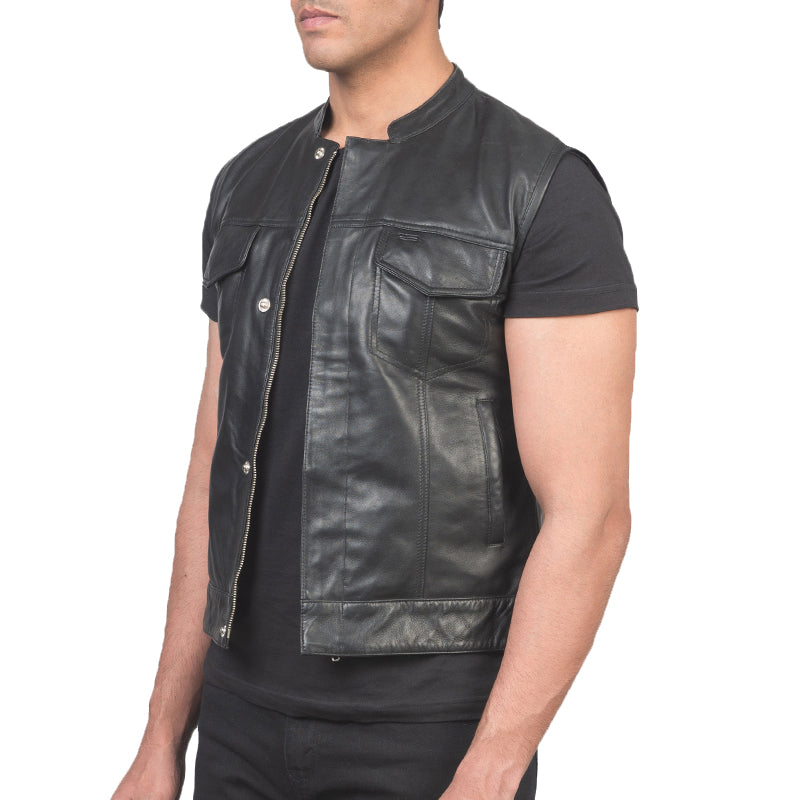 Atlas Moto Leather Vest For Men