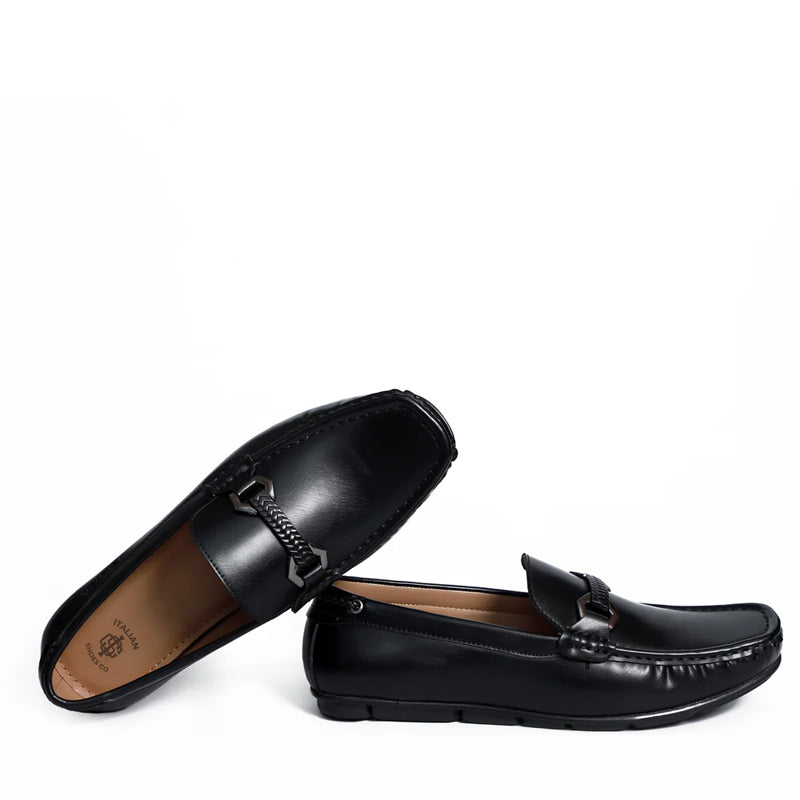 Premium Plain Leather Buckled Loafers