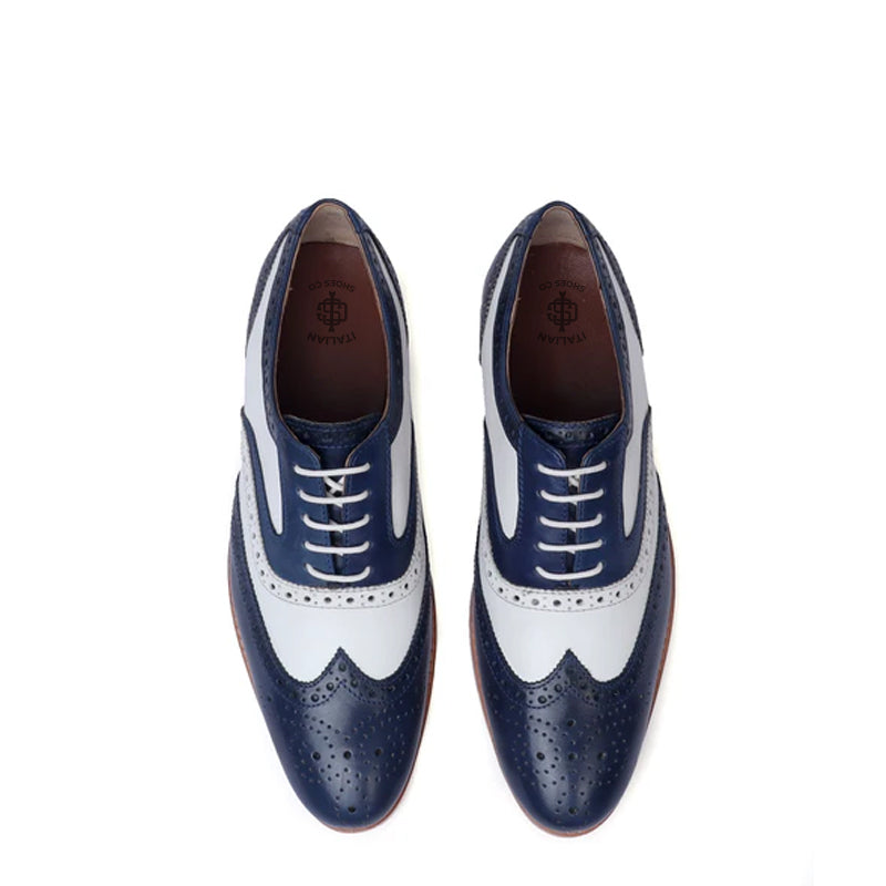 Men Chic Dual Tone Lace-Up Oxford Shoes