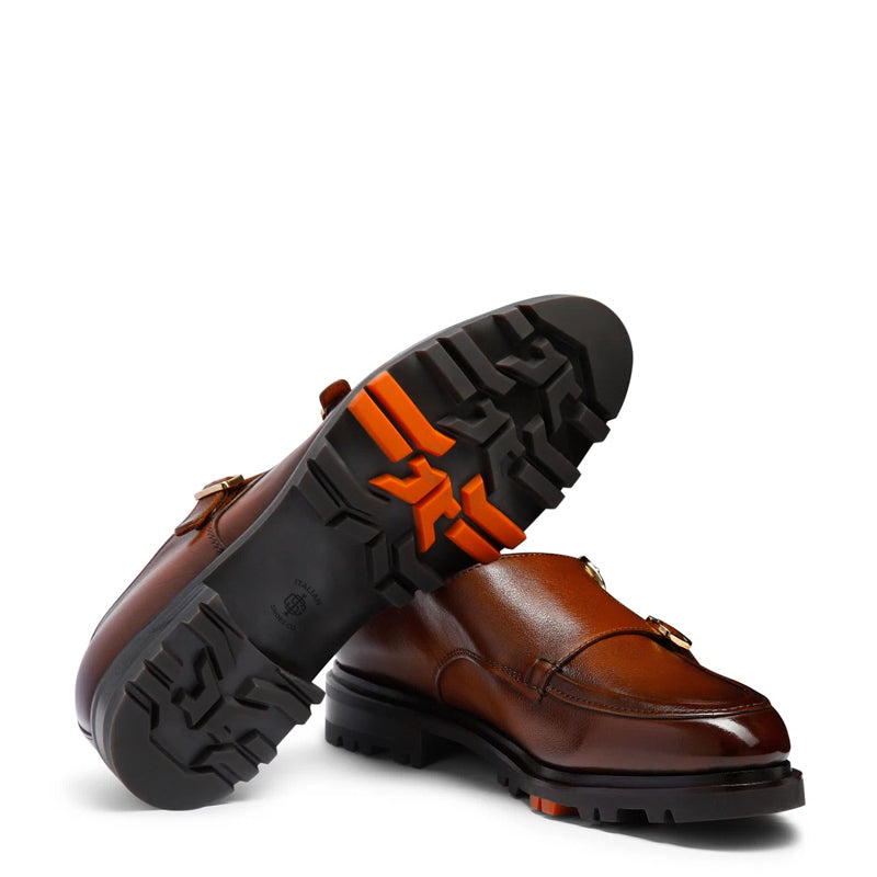 Double Monk Strap Leather Shoes For Men