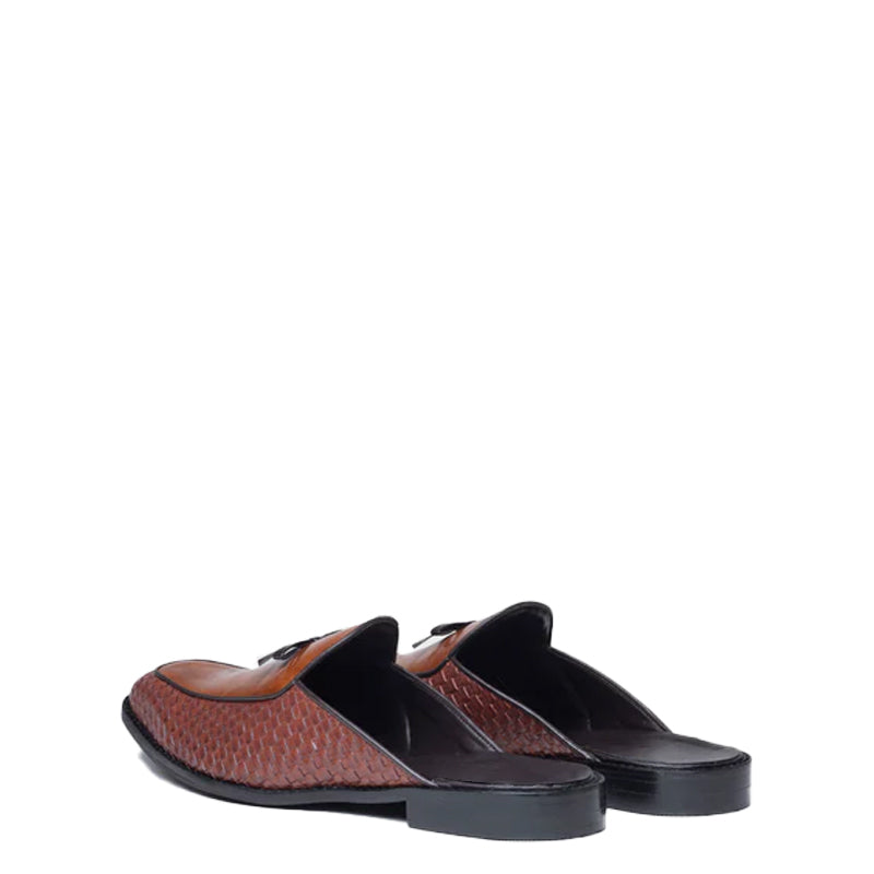 Woven Textured Luxury Mule Shoe Tan
