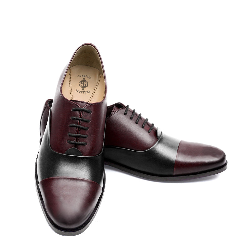 Premium Toe Cap Leather Oxford Shoe Brown and Tan For Men