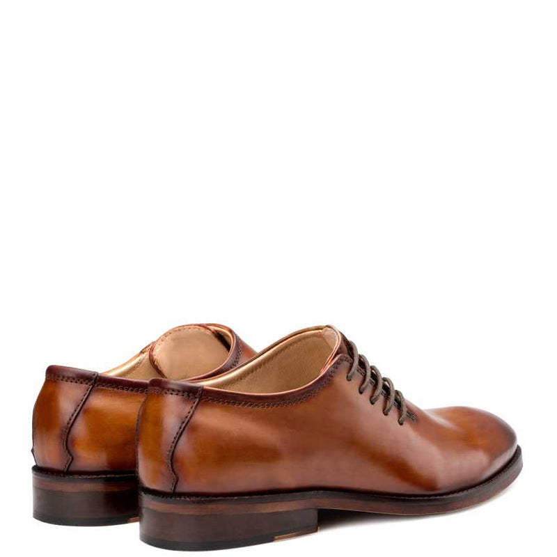 Side Lace-Up Wholecut Leather Oxford Shoes