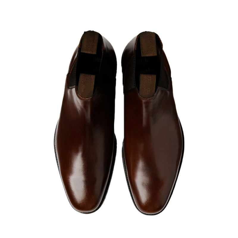 Luxury Mid-Top Pure Solid Leather Chelsea Boots